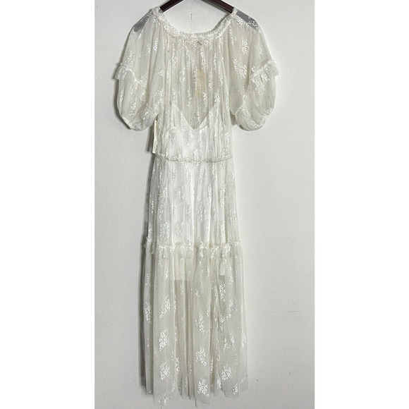 Anthropologie Lace Dress XS Let Me Be Ivory Maxi Slip Lined Romantic Petite NEW - Picture 13 of 13